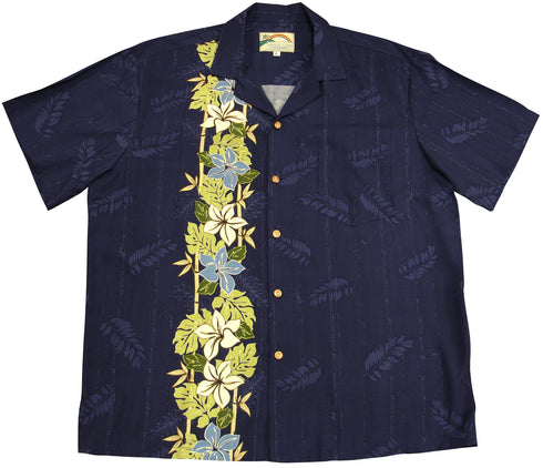Paradise Found Men's Plumeria Panel Hawaiian Shirt